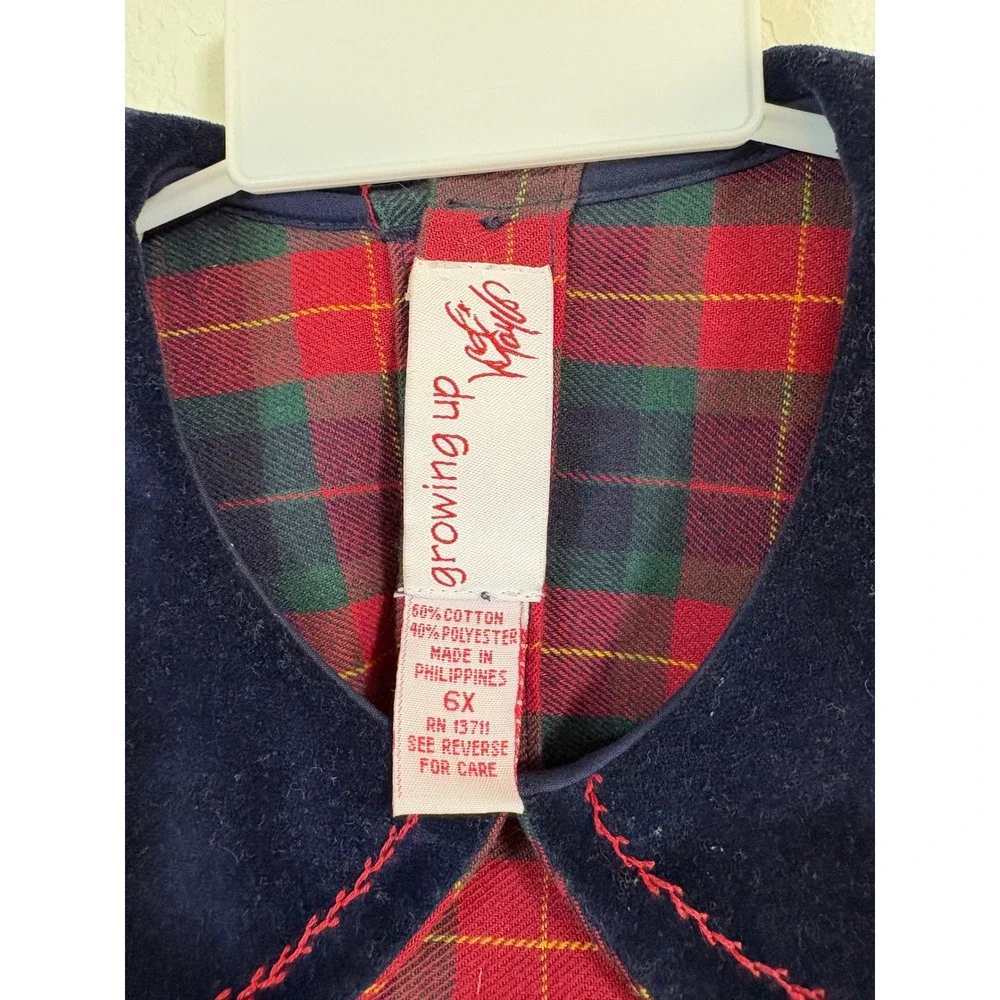 Vintage Growing Up Lord & Taylor Plaid Dress Kids 6X Red Smocked Flannel Holiday